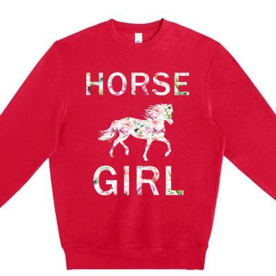 Horse Girl Floral Premium Crewneck Sweatshirt