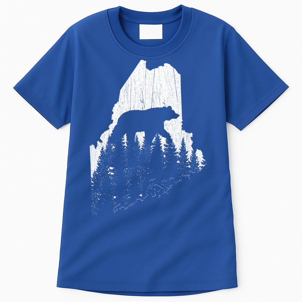 Hunting Gift For Maine Bear Pine Forest Outdoors Gift Tall T-Shirt