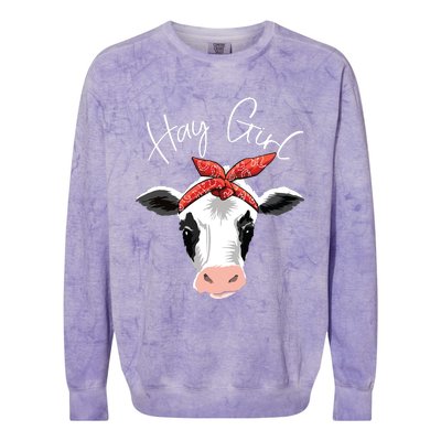 Hay Girl Farmer Funny Cattle Cow Farm Lovers Gift Women Kids Colorblast Crewneck Sweatshirt