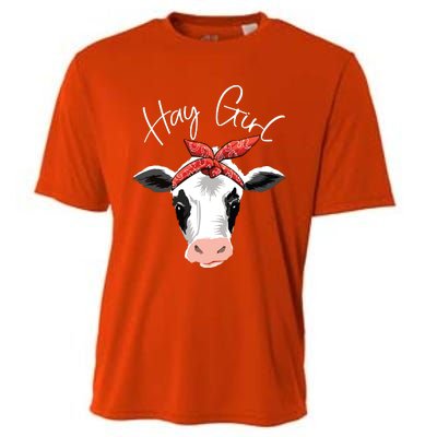 Hay Girl Farmer Funny Cattle Cow Farm Lovers Gift Women Kids Cooling Performance Crew T-Shirt