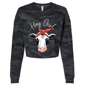 Hay Girl Farmer Funny Cattle Cow Farm Lovers Gift Women Kids Cropped Pullover Crew