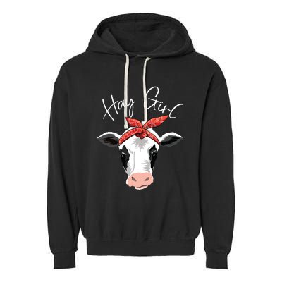 Hay Girl Farmer Funny Cattle Cow Farm Lovers Gift Women Kids Garment-Dyed Fleece Hoodie