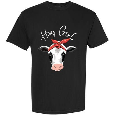 Hay Girl Farmer Funny Cattle Cow Farm Lovers Gift Women Kids Garment-Dyed Heavyweight T-Shirt