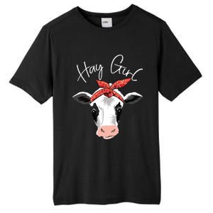 Hay Girl Farmer Funny Cattle Cow Farm Lovers Gift Women Kids Tall Fusion ChromaSoft Performance T-Shirt