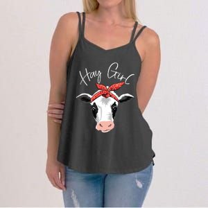 Hay Girl Farmer Funny Cattle Cow Farm Lovers Gift Women Kids Women's Strappy Tank