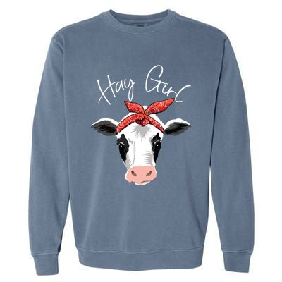 Hay Girl Farmer Funny Cattle Cow Farm Lovers Gift Women Kids Garment-Dyed Sweatshirt