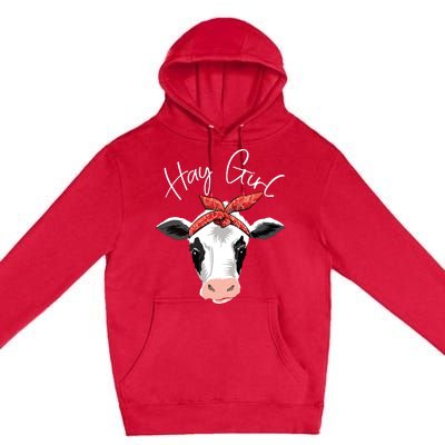 Hay Girl Farmer Funny Cattle Cow Farm Lovers Gift Women Kids Premium Pullover Hoodie