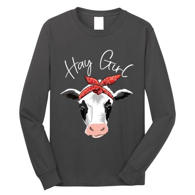 Hay Girl Farmer Funny Cattle Cow Farm Lovers Gift Women Kids Long Sleeve Shirt