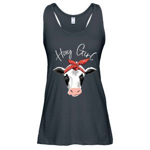 Hay Girl Farmer Funny Cattle Cow Farm Lovers Gift Women Kids Ladies Essential Flowy Tank