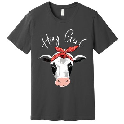 Hay Girl Farmer Funny Cattle Cow Farm Lovers Gift Women Kids Premium T-Shirt