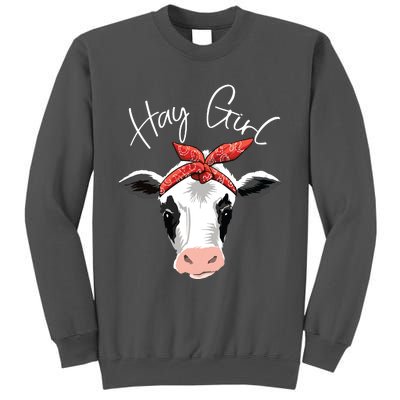 Hay Girl Farmer Funny Cattle Cow Farm Lovers Gift Women Kids Tall Sweatshirt