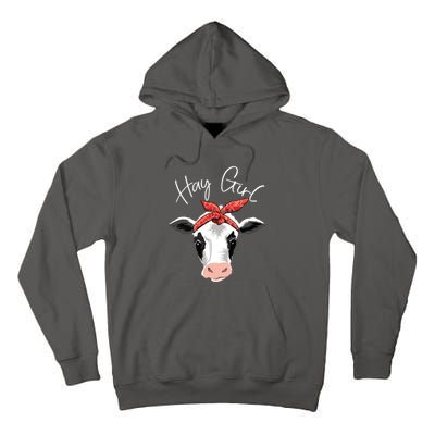 Hay Girl Farmer Funny Cattle Cow Farm Lovers Gift Women Kids Tall Hoodie