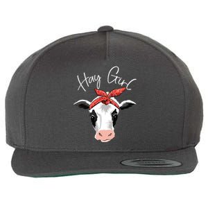 Hay Girl Farmer Funny Cattle Cow Farm Lovers Gift Women Kids Wool Snapback Cap