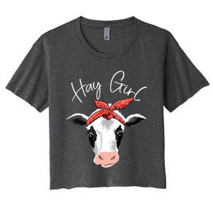 Hay Girl Farmer Funny Cattle Cow Farm Lovers Gift Women Kids Women's Crop Top Tee