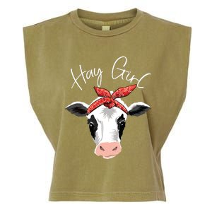 Hay Girl Farmer Funny Cattle Cow Farm Lovers Gift Women Kids Garment-Dyed Women's Muscle Tee