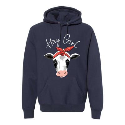 Hay Girl Farmer Funny Cattle Cow Farm Lovers Gift Women Kids Premium Hoodie