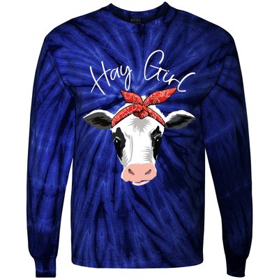 Hay Girl Farmer Funny Cattle Cow Farm Lovers Gift Women Kids Tie-Dye Long Sleeve Shirt