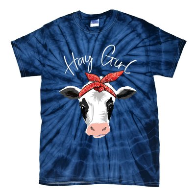 Hay Girl Farmer Funny Cattle Cow Farm Lovers Gift Women Kids Tie-Dye T-Shirt