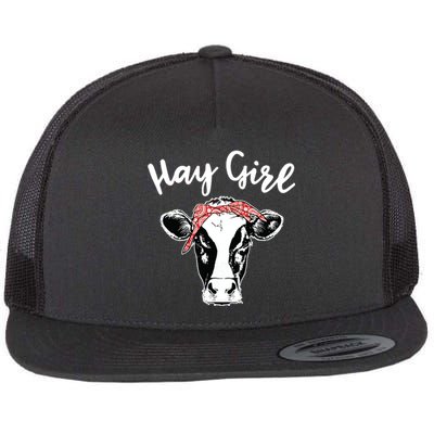 Hay Girl Farmer Gift Cattle Cow Lovers Flat Bill Trucker Hat