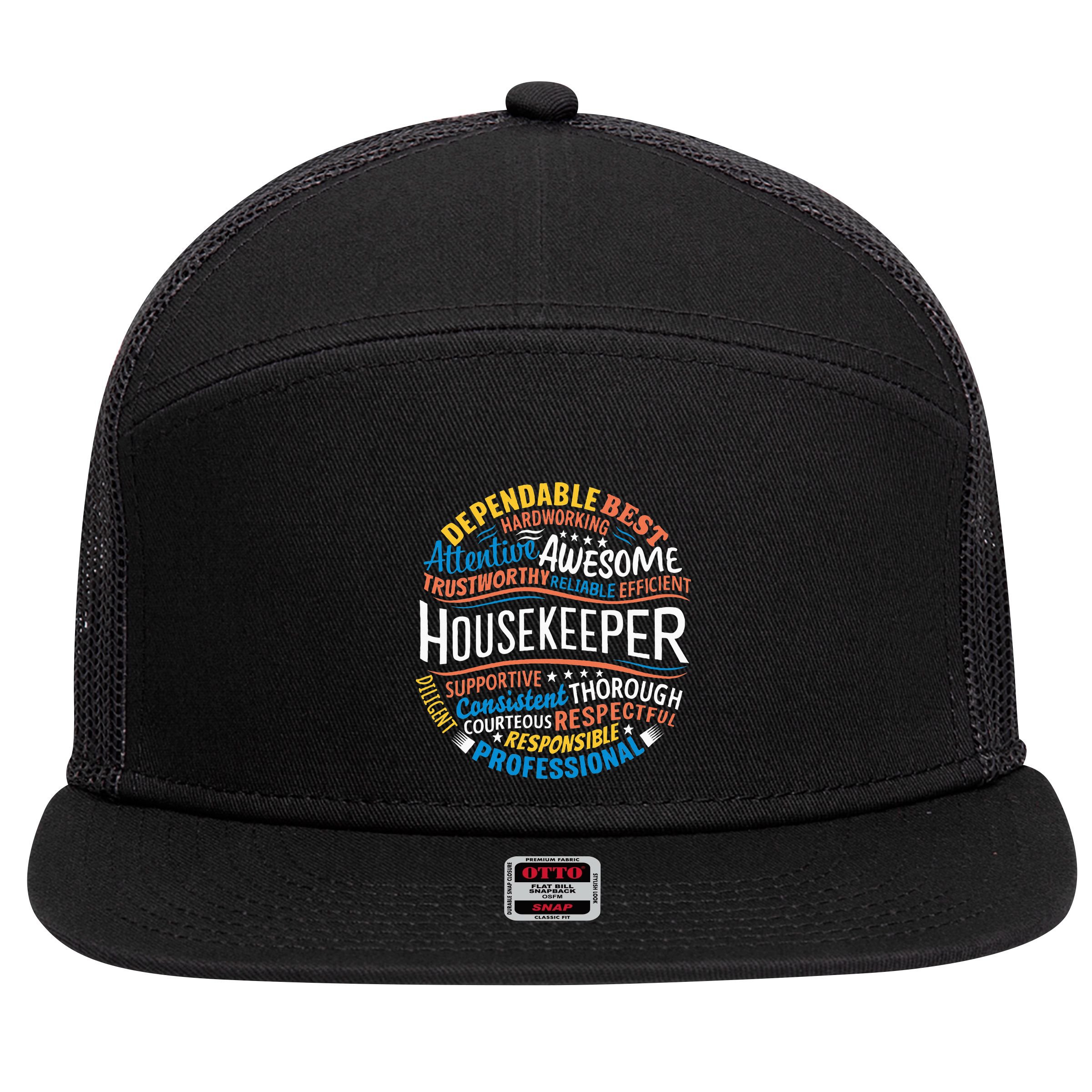 Housekeeper Gifts Funny Housekeeping Week Appreciation 7 Panel Mesh Trucker Snapback Hat