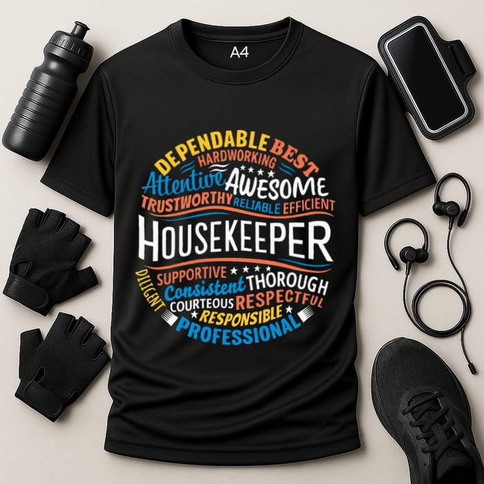 Housekeeper Gifts Funny Housekeeping Week Appreciation Cooling Performance Crew T-Shirt