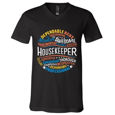 Housekeeper Gifts Funny Housekeeping Week Appreciation V-Neck T-Shirt