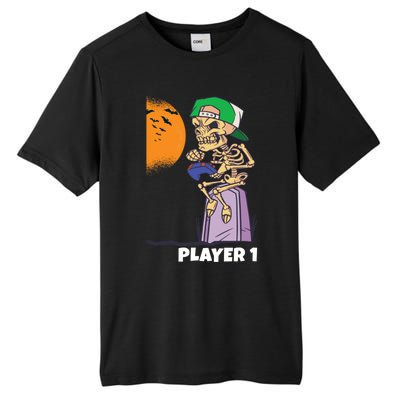 Halloween Gamer Funny Skeleton Player 1 Video Games Party Gift Tall Fusion ChromaSoft Performance T-Shirt