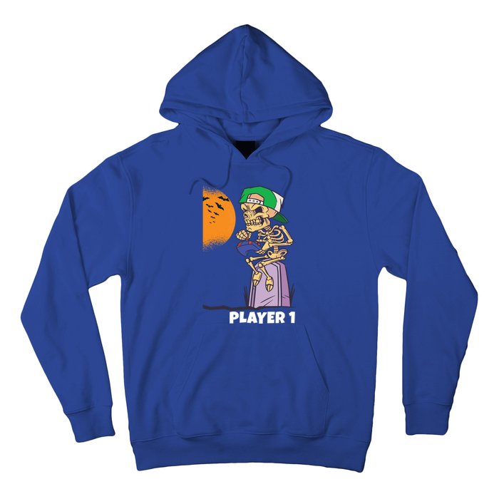 Halloween Gamer Funny Skeleton Player 1 Video Games Party Gift Hoodie