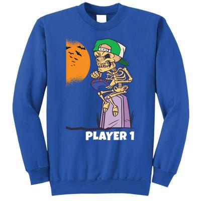 Halloween Gamer Funny Skeleton Player 1 Video Games Party Gift Sweatshirt