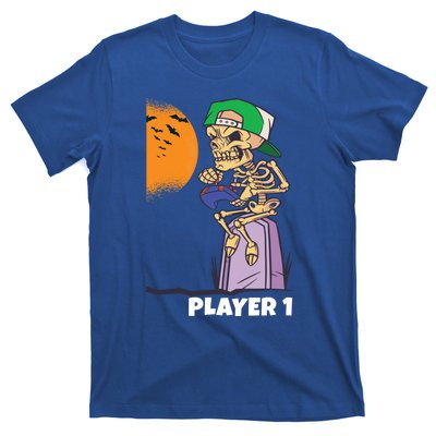 Halloween Gamer Funny Skeleton Player 1 Video Games Party Gift T-Shirt