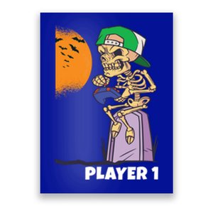 Halloween Gamer Funny Skeleton Player 1 Video Games Party Gift Poster