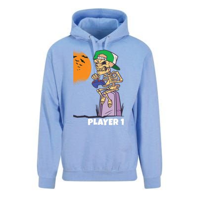 Halloween Gamer Funny Skeleton Player 1 Video Games Party Gift Unisex Surf Hoodie