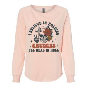 Holding Grudges Floral Skull Womens California Wash Sweatshirt