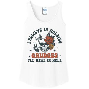 Holding Grudges Floral Skull Ladies Essential Tank