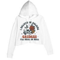 Holding Grudges Floral Skull Crop Fleece Hoodie