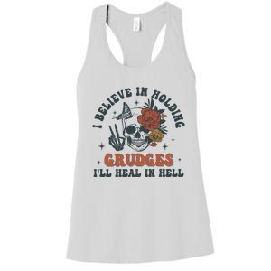 Holding Grudges Floral Skull Women's Racerback Tank