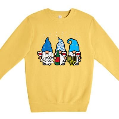 Hanukkah Gnomes Funny Chanukah Jewish Festival Mom  Premium Crewneck Sweatshirt