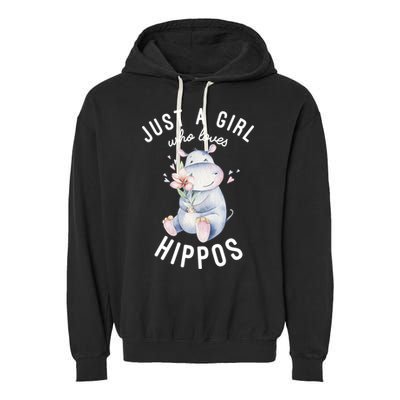 Hippo Gift For Girls Hippo Lover Gift Cute Hippo Cute Gift Garment-Dyed Fleece Hoodie
