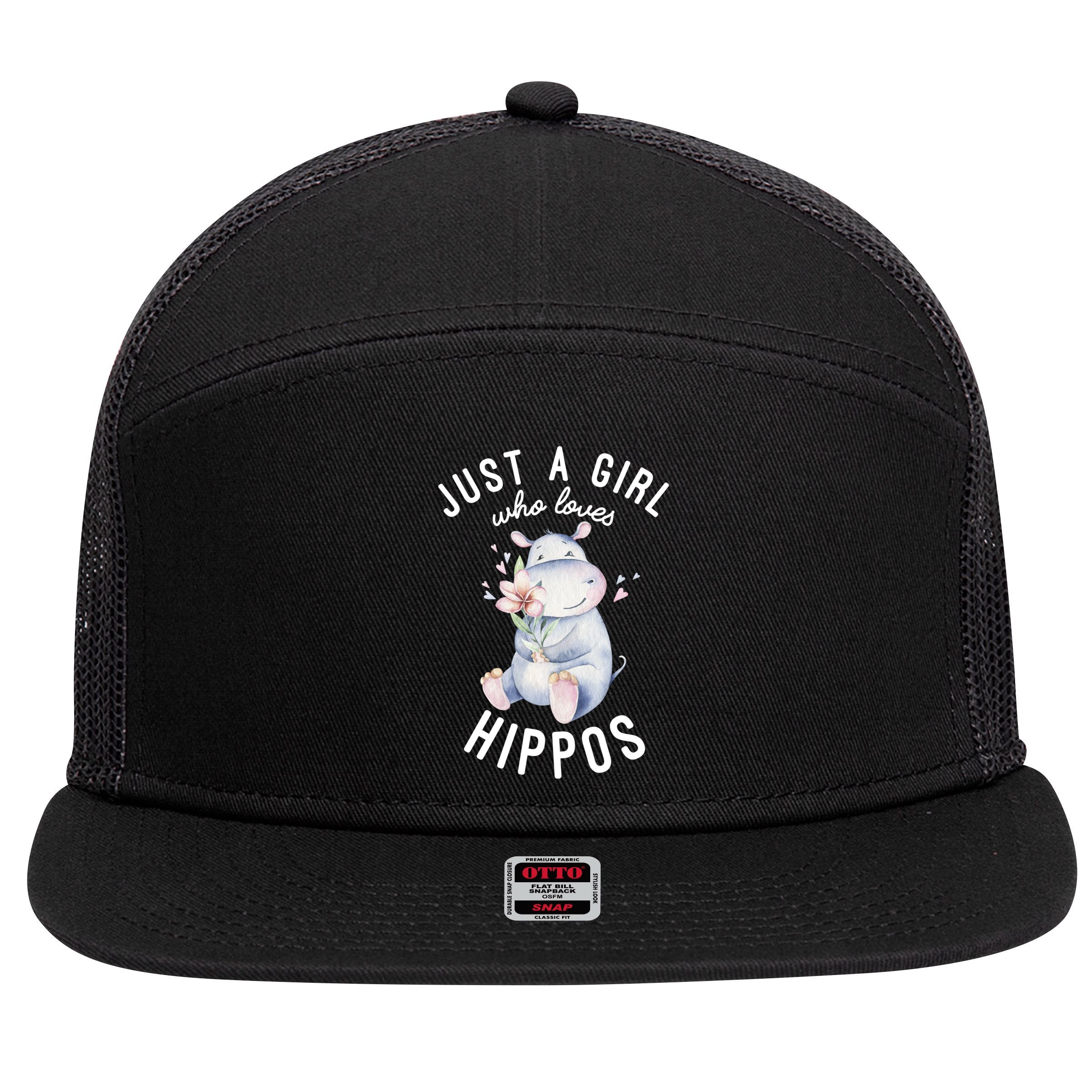 Hippo Gift For Girls Hippo Lover Gift Cute Hippo Cute Gift 7 Panel Mesh Trucker Snapback Hat