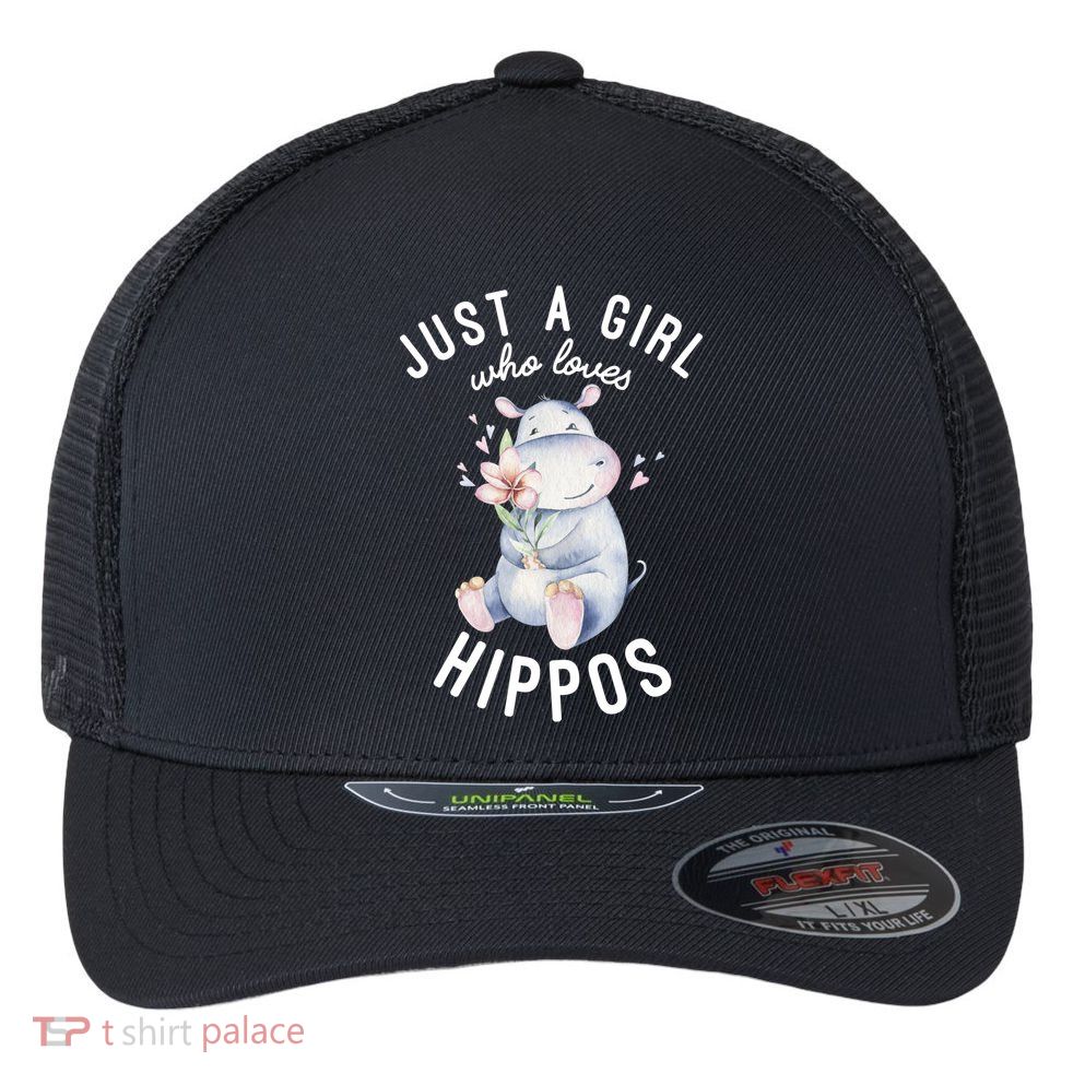 Hippo Gift For Girls Hippo Lover Gift Cute Hippo Cute Gift Flexfit Unipanel Trucker Cap