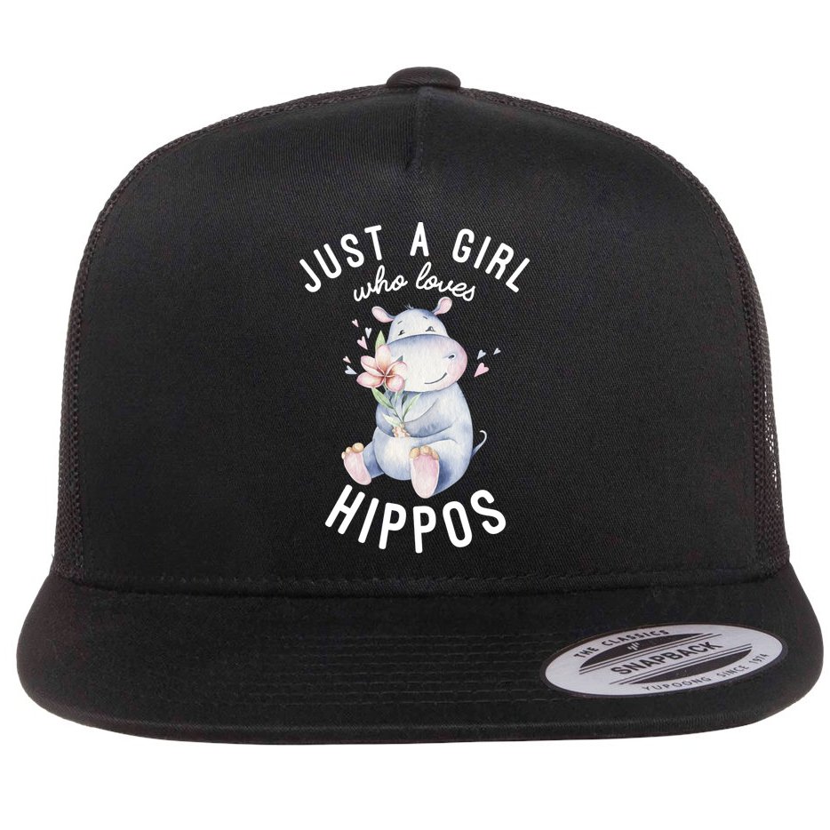 Hippo Gift For Girls Hippo Lover Gift Cute Hippo Cute Gift Flat Bill Trucker Hat