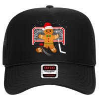 Hockey Goalie Funny Christmas Gingerbread Man Goalie Shirt High Crown Mesh Back Trucker Hat