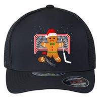 Hockey Goalie Funny Christmas Gingerbread Man Goalie Shirt Flexfit Unipanel Trucker Cap