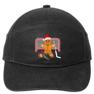 Hockey Goalie Funny Christmas Gingerbread Man Goalie Shirt 7-Panel Snapback Hat