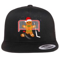 Hockey Goalie Funny Christmas Gingerbread Man Goalie Shirt Flat Bill Trucker Hat