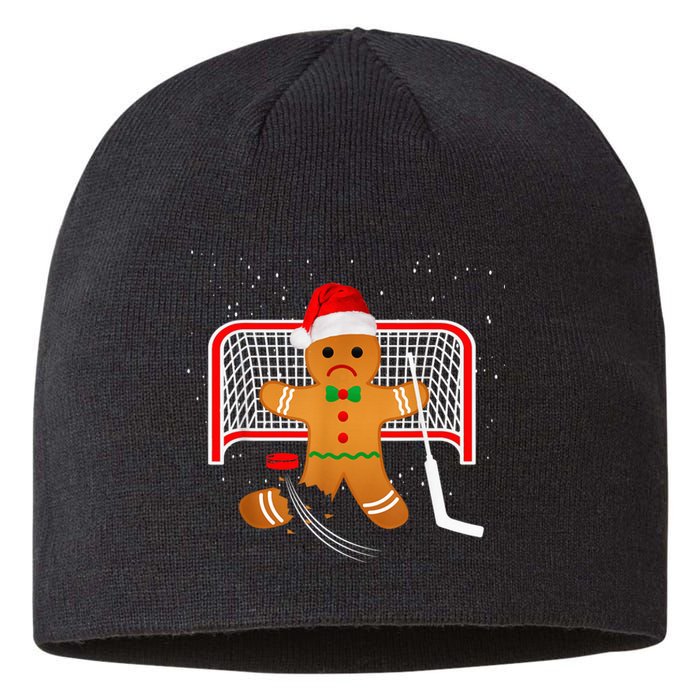 Hockey Goalie Funny Christmas Gingerbread Man Goalie Shirt Sustainable Beanie