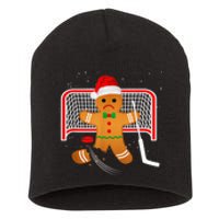 Hockey Goalie Funny Christmas Gingerbread Man Goalie Shirt Short Acrylic Beanie