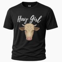Hay Girl Funny Cow Lover Famer Cattle Ranch Farming Cooling Performance Crew T-Shirt