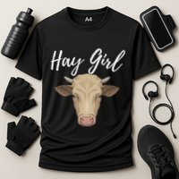 Hay Girl Funny Cow Lover Famer Cattle Ranch Farming Cooling Performance Crew T-Shirt
