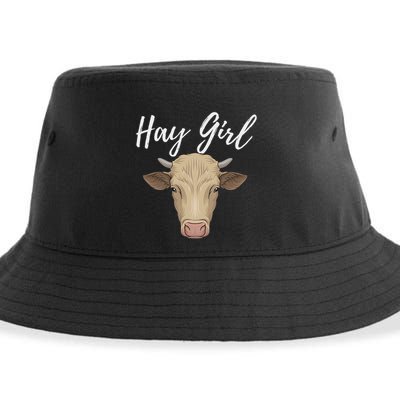 Hay Girl Funny Cow Lover Famer Cattle Ranch Farming Sustainable Bucket Hat